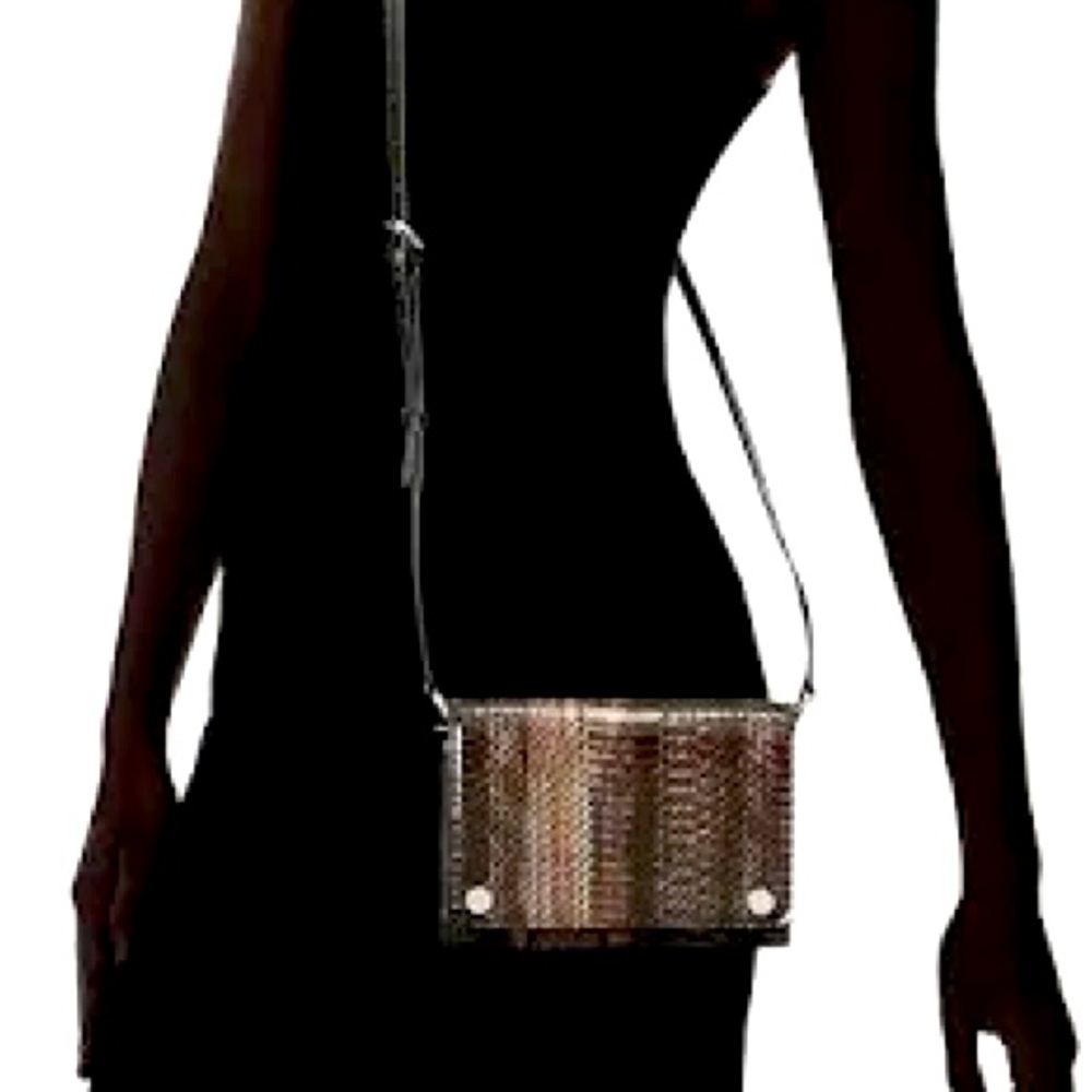 Calvin Klein Flap Patent Python Studded Flap Over… - image 1